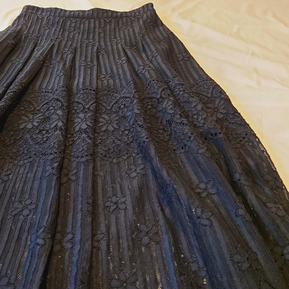Black lace midi skirt